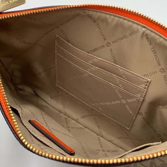 Michael Kors Jet Set LG 2 in 1 card case wristlet Wallet POPPY COLOR - Picture 13 of 16